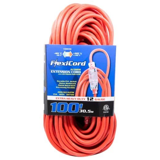 Extension Cord Outdoor SJTW 12/3 Lighted Single Tap - 100ft