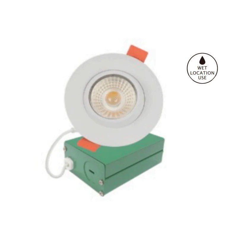 Eyeball Gimbal PotLight 8W 850lm 5CCT - 3in, Wet, No Cap