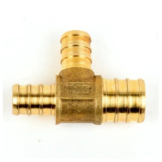 Pex Brass Tee Barb to Barb - 3/4 x 1/2 x 1/2in