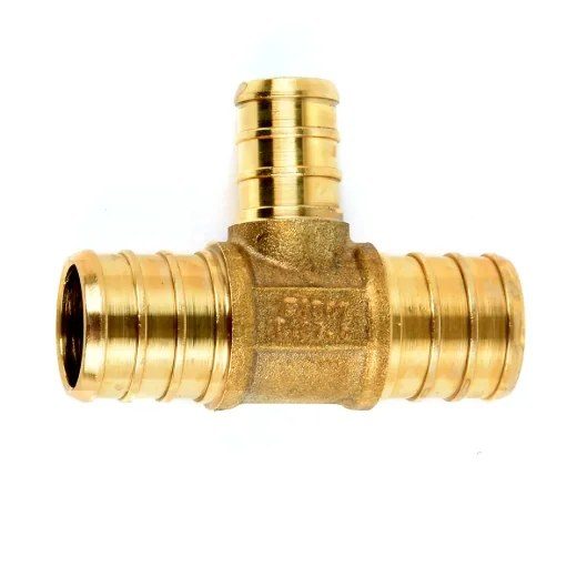 Pex Brass Tee Barb to Barb - 3/4 x 3/4 x 1/2in