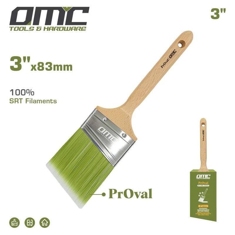 Professional Angled Sash Brush with Oval - 3 in.