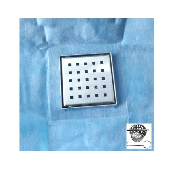 Square Stainless Steel Shower Drain W/pe Flange - 4 x 4
